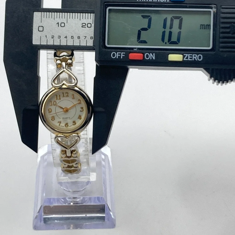 Vintage Women's Watch Heart Links Silver Gold Tone 21mm New Battery SMALL 6